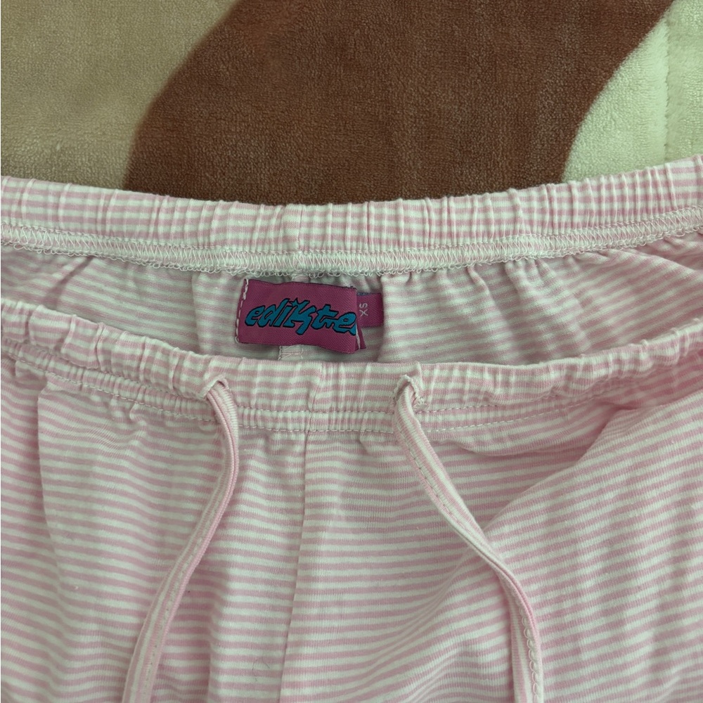 Edikted Pink Striped Straight Leg Pants - Picture 2 of 4